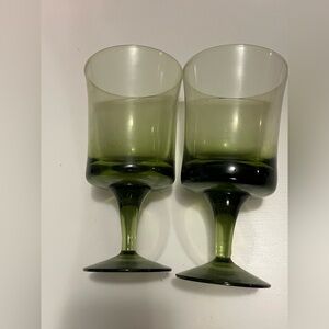 Elegant Green Glass Goblets